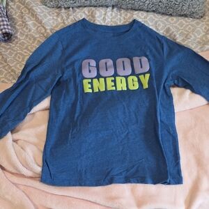 Cat & Jack Blue Long Sleeve Tee with 'Good Energy' Print